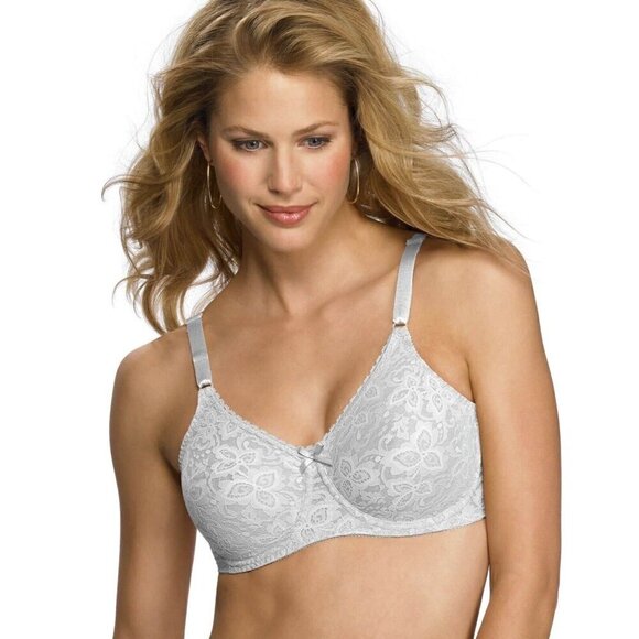 Bali 38D Lace Smooth Underwire Bra White Floral Lined Stretch Full Coverage 3432 - Picture 3 of 9
